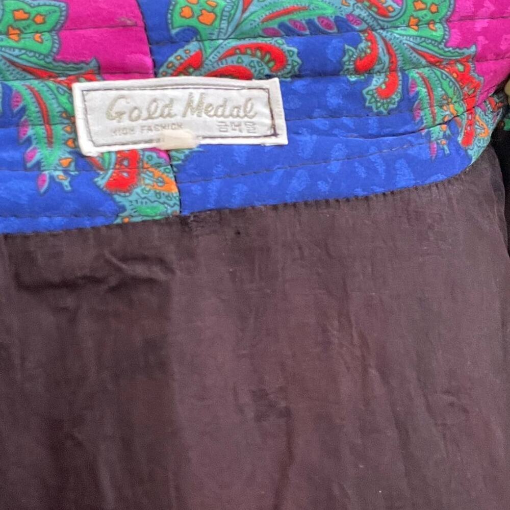 Vintage Style Quilted Blue Pink Paisley Button Up Jacket - Picture 7 of 7